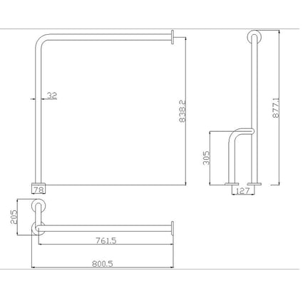 Μπάρα τοίχου-δαπέδου αριστέρη Inox G56-JCL-38