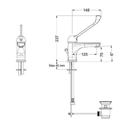 Μπαταρία νιπτήρος Α.Μ.Ε.Α με λεβιέ