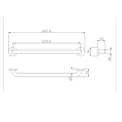 Μπάρα στήριξης A.M.E.Α inox 69 cm