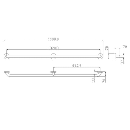 Λαβή τοίχου κάθετη Inox 140cm