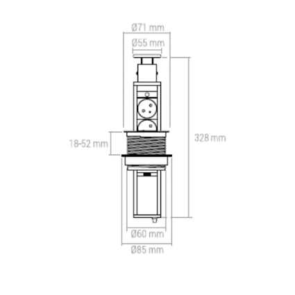 Αναδυόμενο Πολύμπριζο Lift Box Usb Chrome