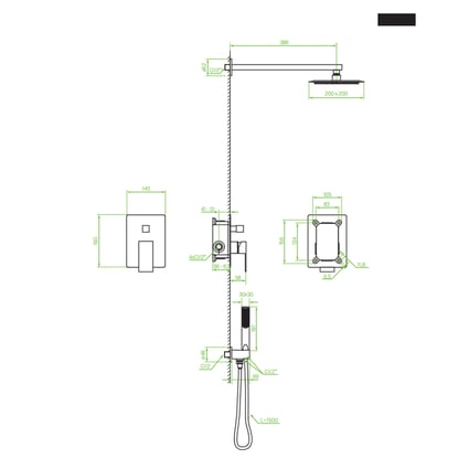 Σετ εντοιχισμού ντους Kvadrato