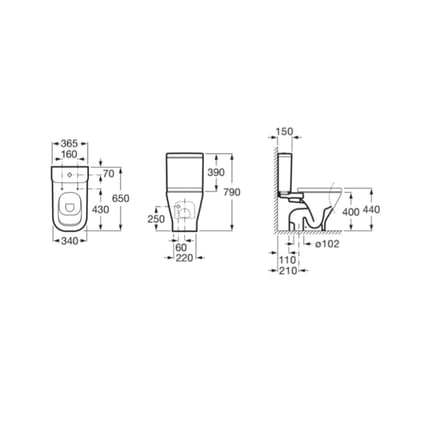 Σετ Λεκάνη The Gap Square A342479000 Rimless Roca