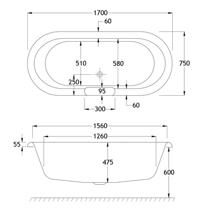 Μπανιέρα Ελεύθερης τοποθέτησης Ascoli 