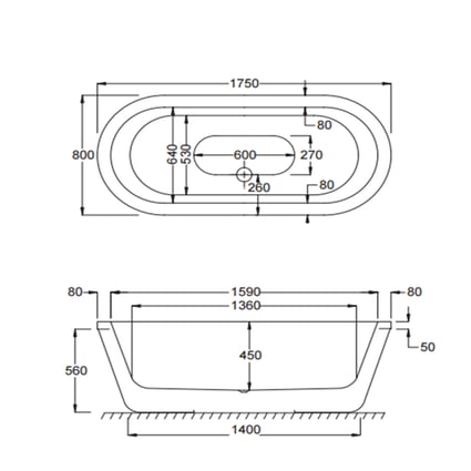 Μπανιέρα Ελεύθερης τοποθέτησης Halcyon Oval