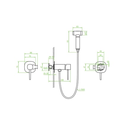Ντουζάκι Μπιντέ Pola Black BAP 731P