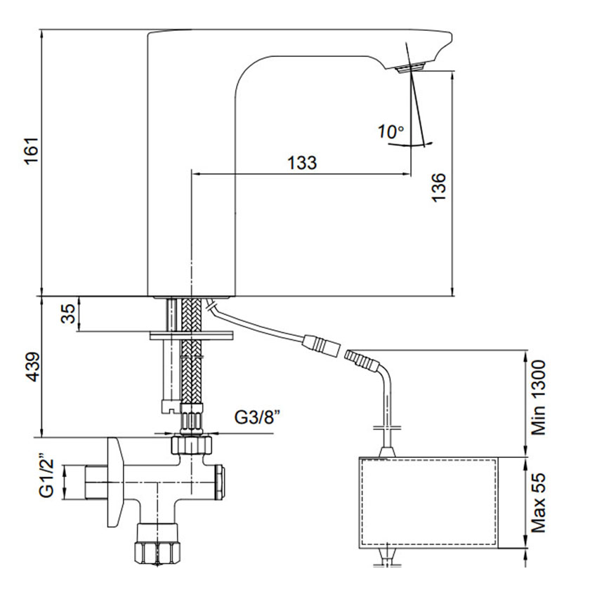 Μπαταρία νιπτήρος ηλεκτρονική serel 108108037