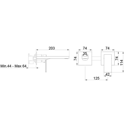 Μπαταρία Νιπτήρος Εντοιχισμού Bold Two Chrome