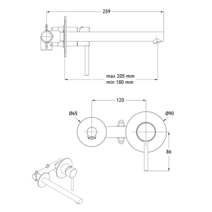 Μπαταρία Νιπτήρος Εντοιχισμού Tonda