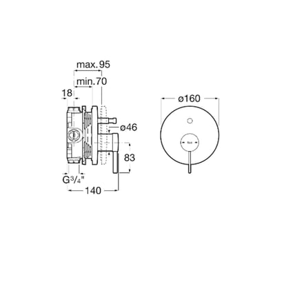 Μείκτης Εντοιχισμού ντους 2 εξόδων Ona A5AOB9EC00