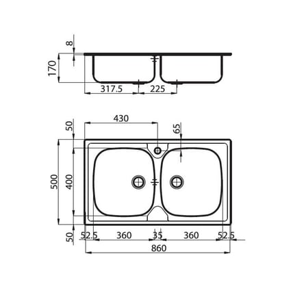 Νεροχύτης Moon Microfoster 86x50 cm 1962460S