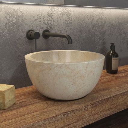 Νιπτήρας Πέτρινος Leyla Cream Ø40cm