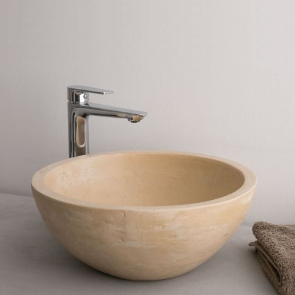 Νιπτήρας Χειροποίητος Stone beige Φ40x17 cm 