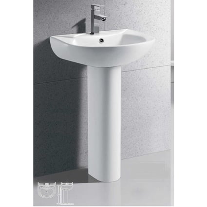 Νιπτήρας με κολώνα Aria 52x44 cm