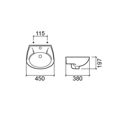 Νιπτήρας Mondego White 45x38 108340004 Sanindusa
