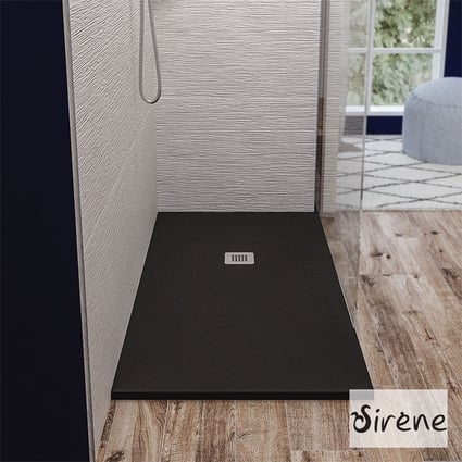 Ντουζιέρα παραλληλόγραμμη Cast Marble Black Matt 160x80 cm