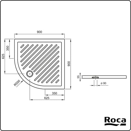 Ντουζιέρα γωνιακή Roma 90x90 cm A374124000 Roca