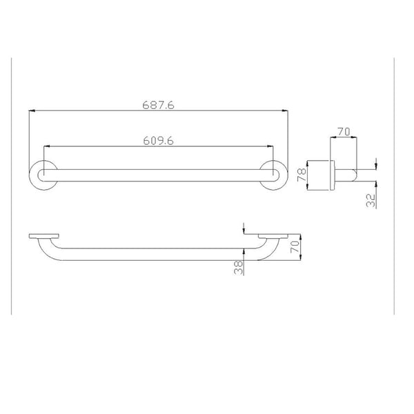 Μπάρα στήριξης A.M.E.Α inox 69 cm