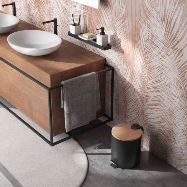 Χαρτοδοχείο Kenta bamboo matt black 5L Gedy 140941