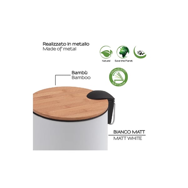 Χαρτοδοχείο Kenta bamboo matt white 3L Gedy 130904