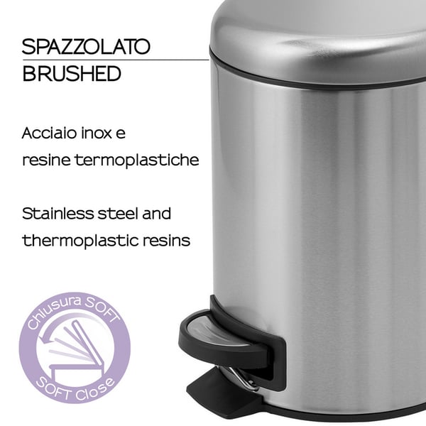 Χαρτοδοχείο Potty Brushed 3L Gedy