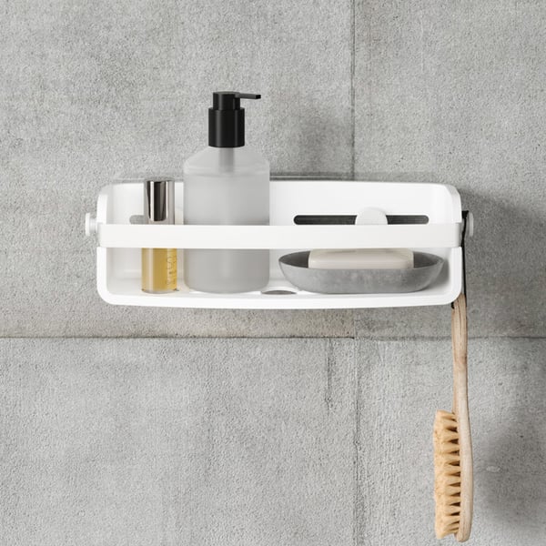 Επιτοίχια Ραφιέρα μπάνιου Flex Adhesive White 32x12x9cm Umbra 1021300-660