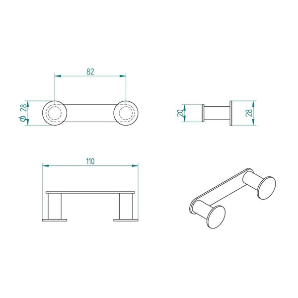 Άγκιστρο Διπλό Omicron Gun Metal PVD Brushed