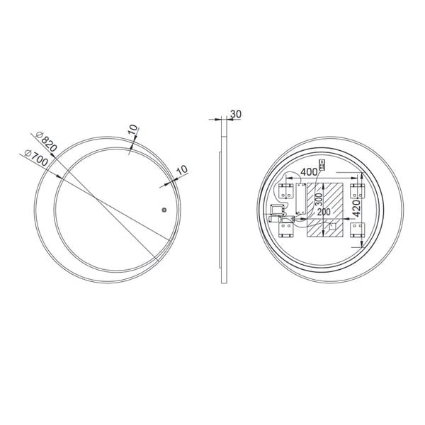 Καθρέπτης Eclipse Ø82 cm Luminor