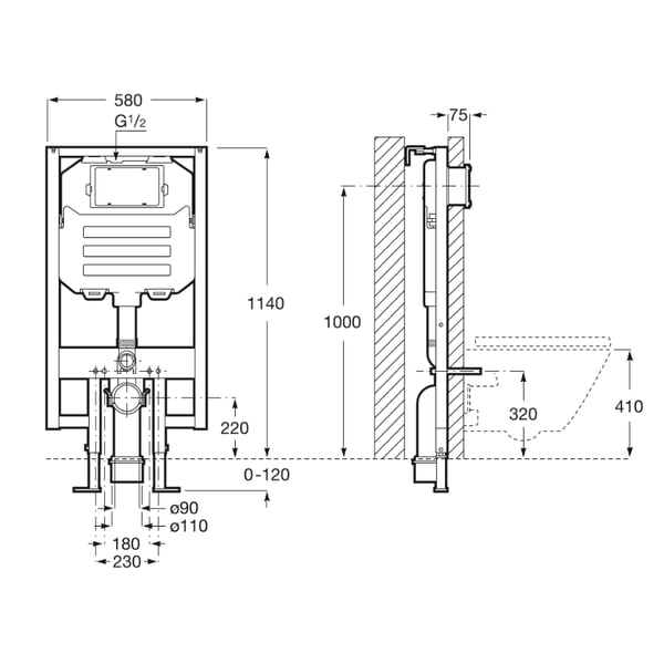 Εντοιχιζόμενο καζανάκι Γυψοσανίδας Duplo One WC Compact A890070020 Roca