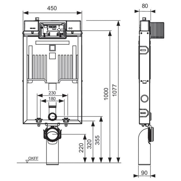 Καζανάκι εντοιχιζόμενο για μονότουβλο TECE Box Octa 9370501