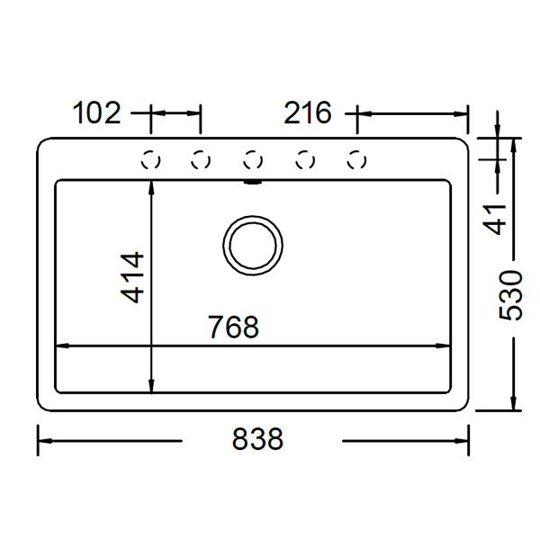 Νεροχύτης Ένθετος Mono 15090 83.80x53 cm