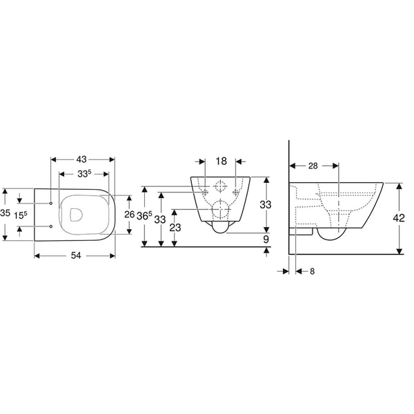 Λεκάνη κρεμαστή Smyle Square Geberit