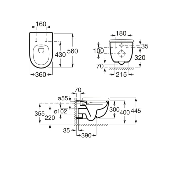 Λεκάνη κρεμαστή Meridian-N A34624L000 Roca