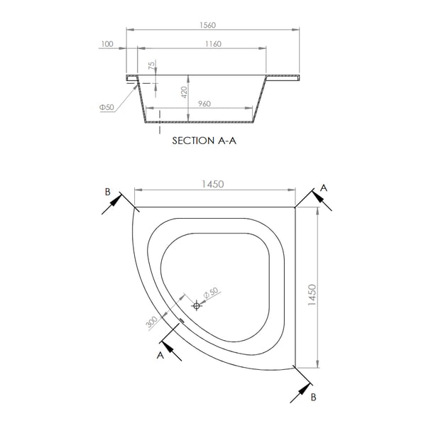 Μπανιέρα Isabel 1.45x1.45 cm