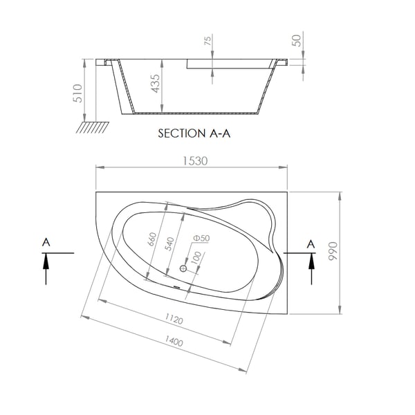 Μπανιέρα Kochili 153x100 cm