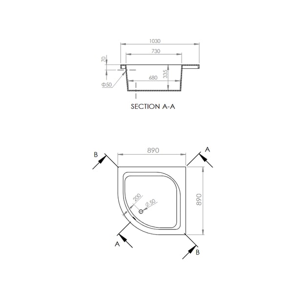 Μπανιέρα Mykonos 0.90x0.90 cm