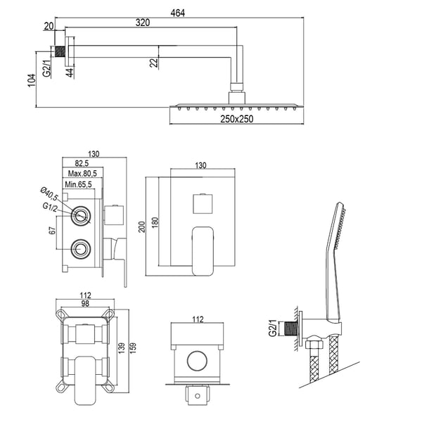 Σετ εντοιχισμού ντους Alpha Nickel EC208