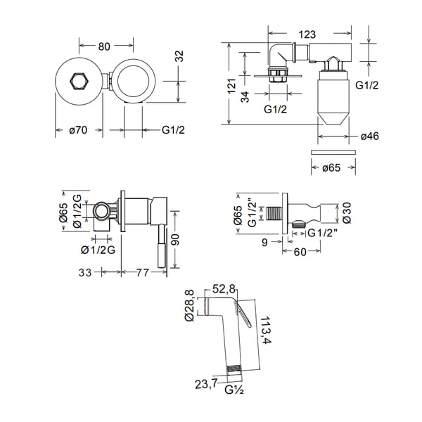 Ντουζάκι μπιντέ Flush Mix white matt