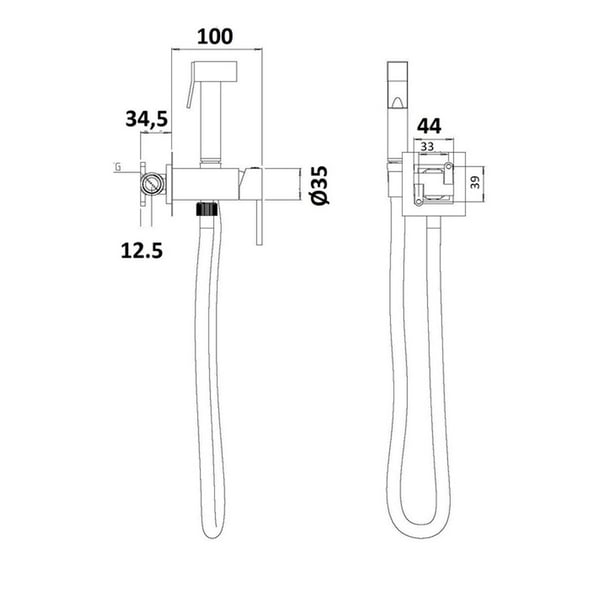 Ντουζάκι μπιντέ Square Chrome D76191