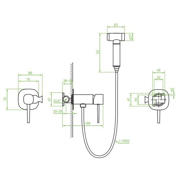 Ντουζάκι Μπιντέ Pola Chrome BAP 031P