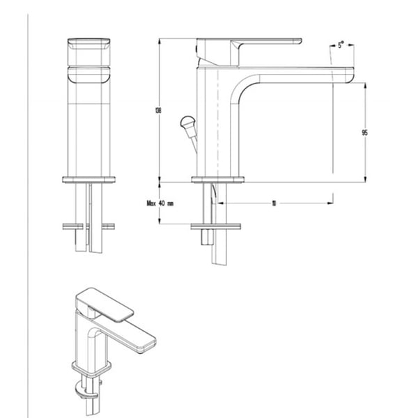Μπαταρία νιπτήρος Quadra Black Matt 144310