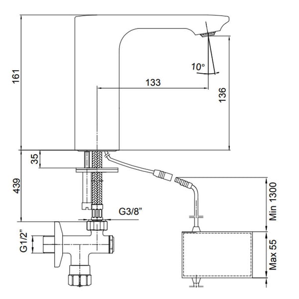 Μπαταρία νιπτήρος ηλεκτρονική serel 108108037