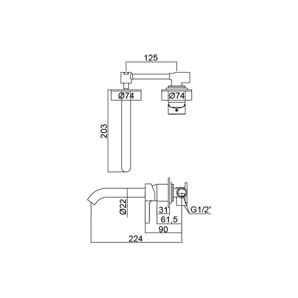 Μπαταρία Νιπτήρος Εντοιχισμού UrbanTwo Chrome 01URB160CR