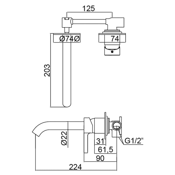 Μπαταρία Νιπτήρος Εντοιχισμού Urban Flow Two Black