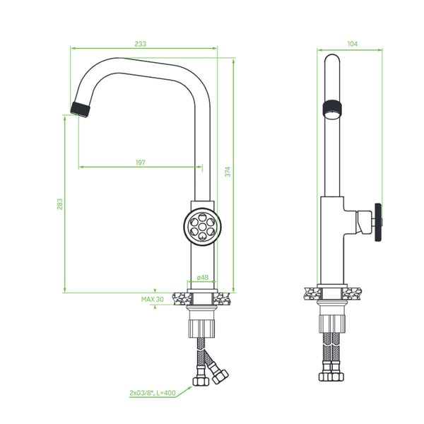 Μπαταρία νεροχύτη Muro Black Matt 765D