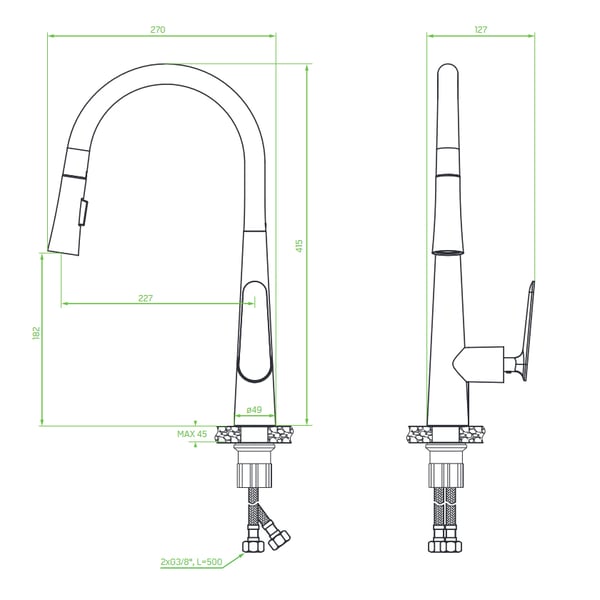 Μπαταρία νεροχύτη Nalda Black Matt BAY 769D