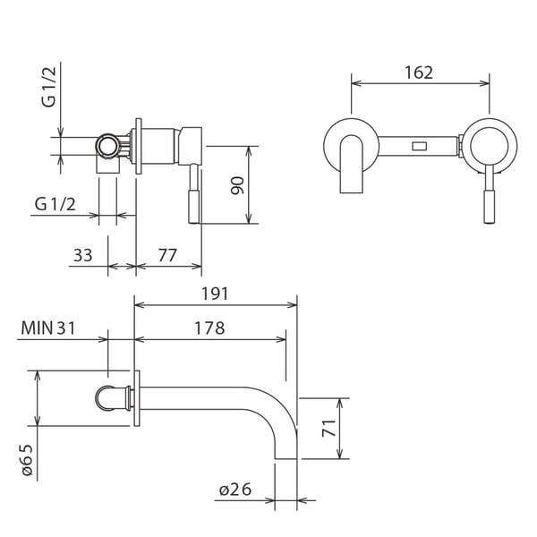 Μπαταρία Νιπτήρος Εντοιχισμού New Tech 