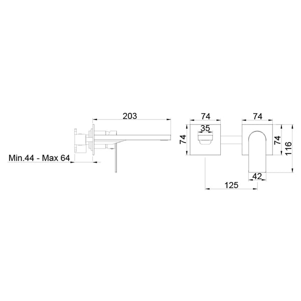 Μπαταρία Νιπτήρος Εντοιχισμού Alpha Two Chrome AQG