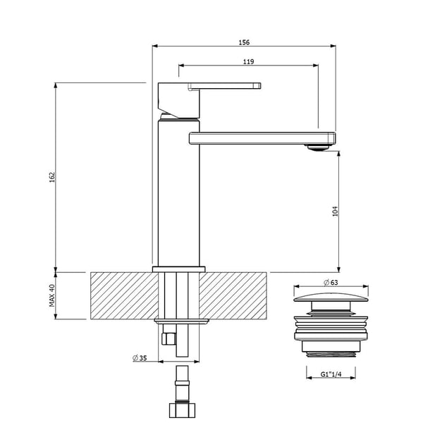 Μπαταρία νιπτήρος μαύρη Glam
