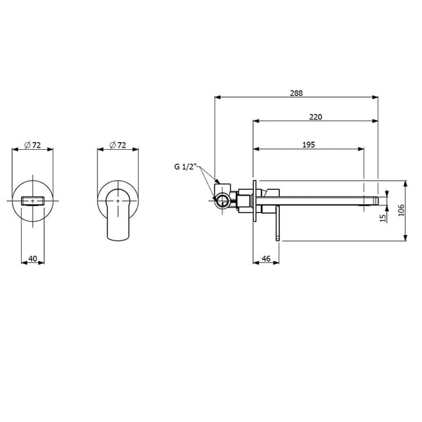 Μπαταρία Νιπτήρος Εντοιχισμού Glam 2 οπών